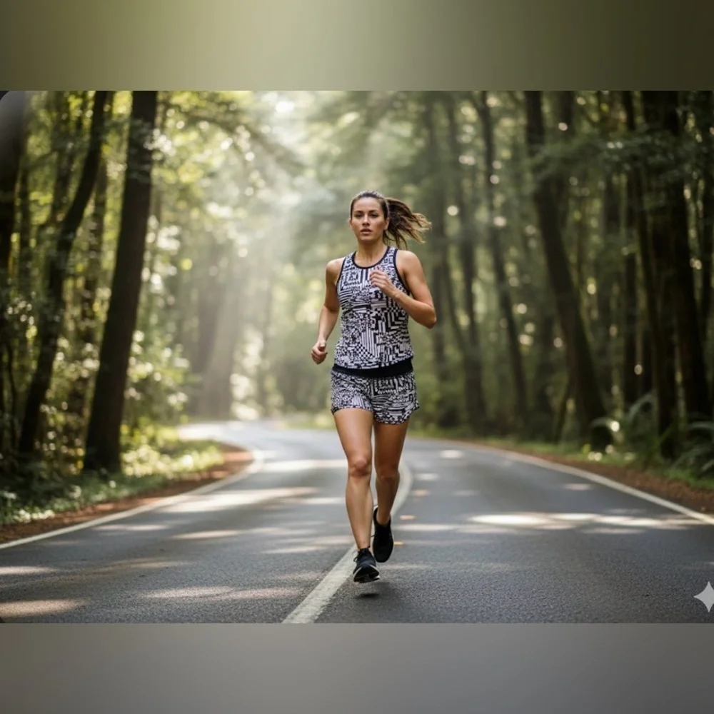 Nike women's running shorts in a gray and black geometric pattern. medium